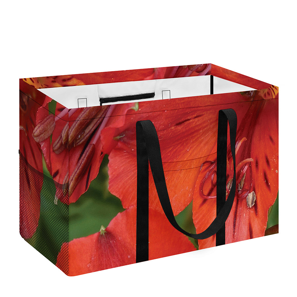 Red Alstroemeria Print Utility Tote Bag