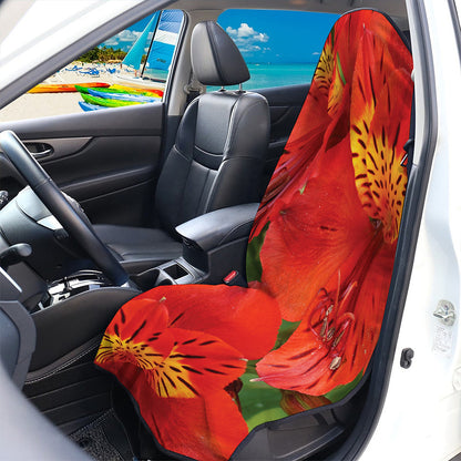 Red Alstroemeria Print Waterproof Car Seat Cover