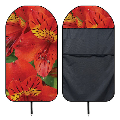 Red Alstroemeria Print Waterproof Car Seat Cover