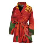 Red Alstroemeria Print Women's Bathrobe