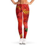 Red Alstroemeria Print Women's Leggings