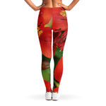 Red Alstroemeria Print Women's Leggings