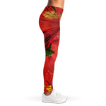 Red Alstroemeria Print Women's Leggings