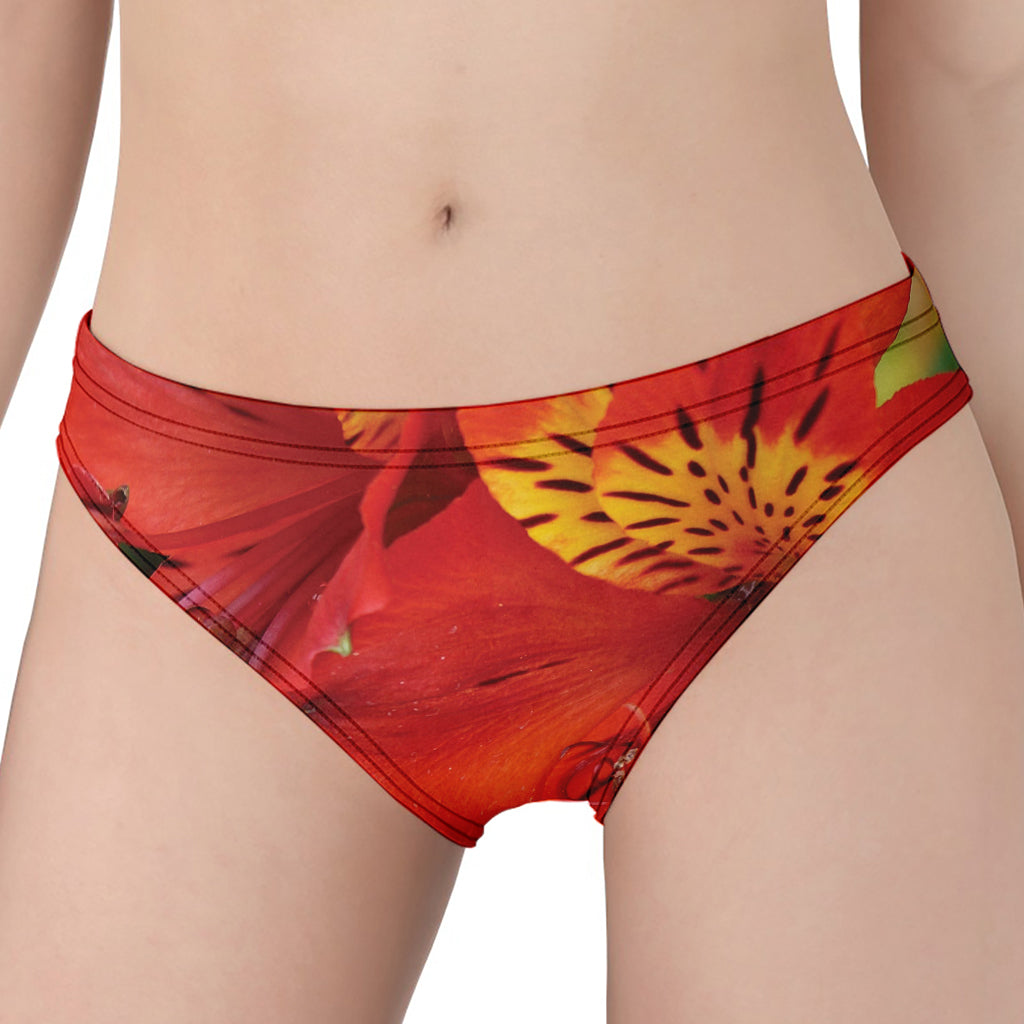 Red Alstroemeria Print Women's Panties