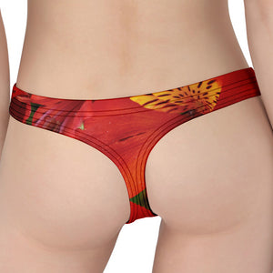 Red Alstroemeria Print Women's Thong