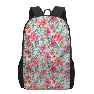 Red Amaryllis Pattern Print 17 Inch Backpack