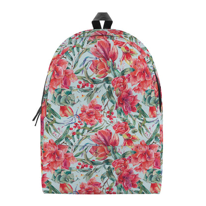 Red Amaryllis Pattern Print Backpack