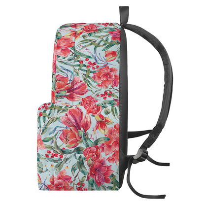 Red Amaryllis Pattern Print Backpack
