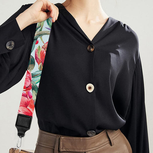 Red Amaryllis Pattern Print Bag Strap