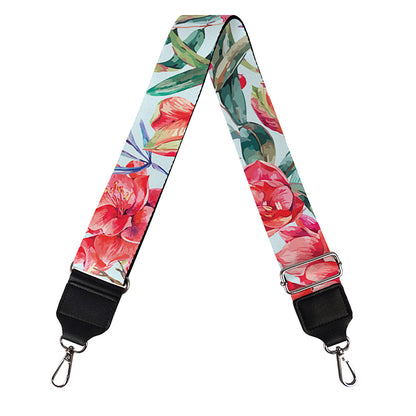 Red Amaryllis Pattern Print Bag Strap