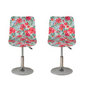 Red Amaryllis Pattern Print Bar Stool Covers