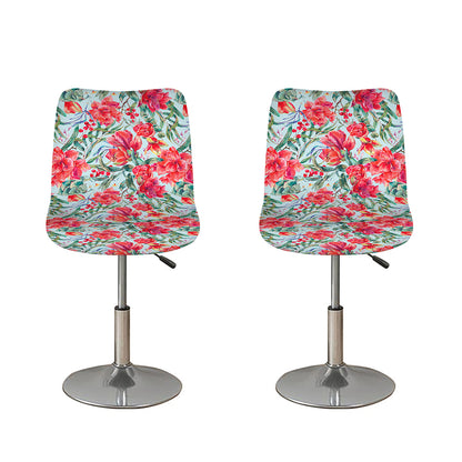 Red Amaryllis Pattern Print Bar Stool Covers