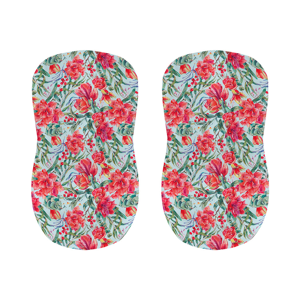 Red Amaryllis Pattern Print Bar Stool Covers