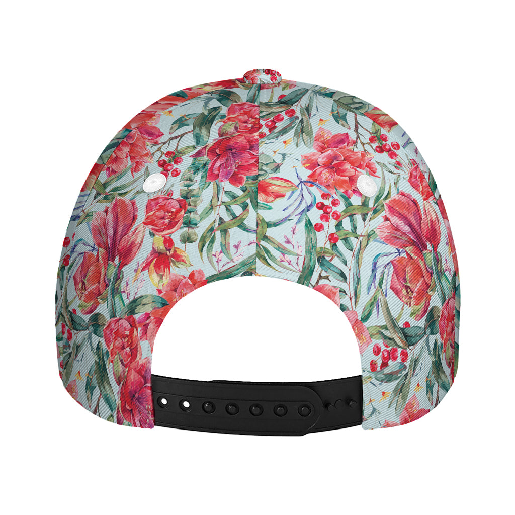 Red Amaryllis Pattern Print Baseball Cap