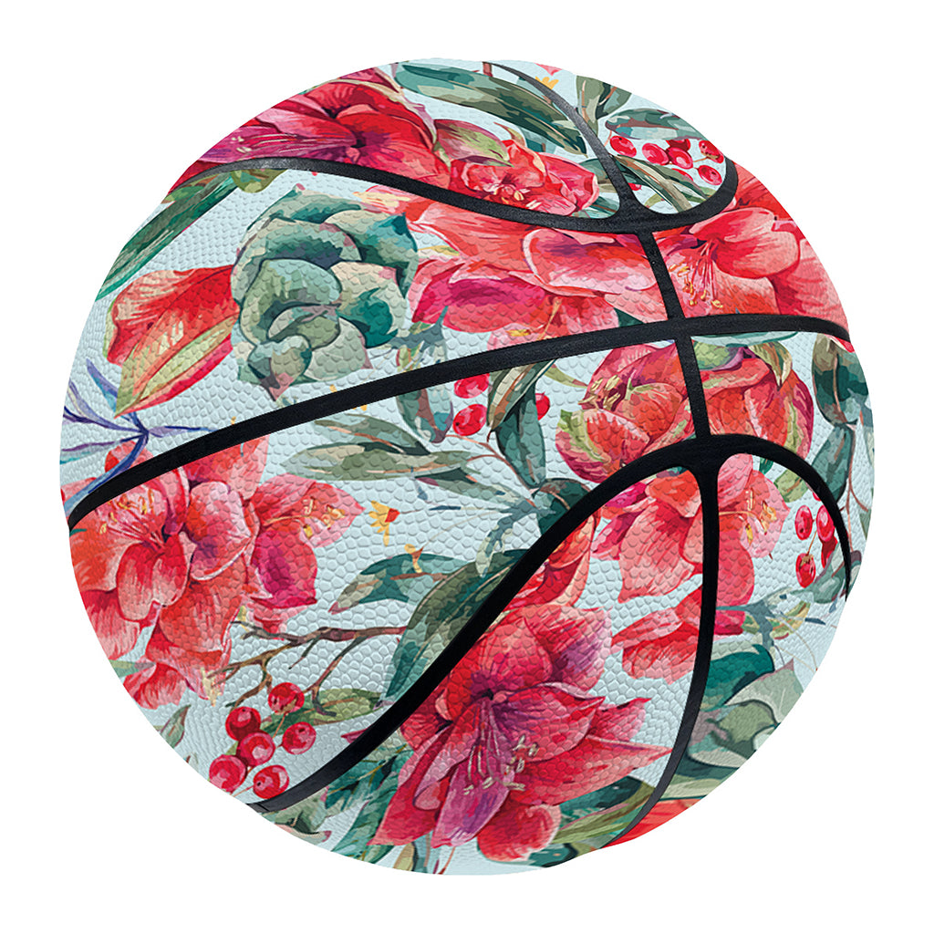 Red Amaryllis Pattern Print Basketball