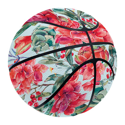 Red Amaryllis Pattern Print Basketball