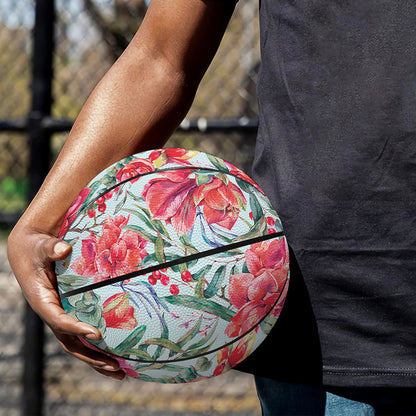 Red Amaryllis Pattern Print Basketball