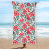 Red Amaryllis Pattern Print Beach Towel