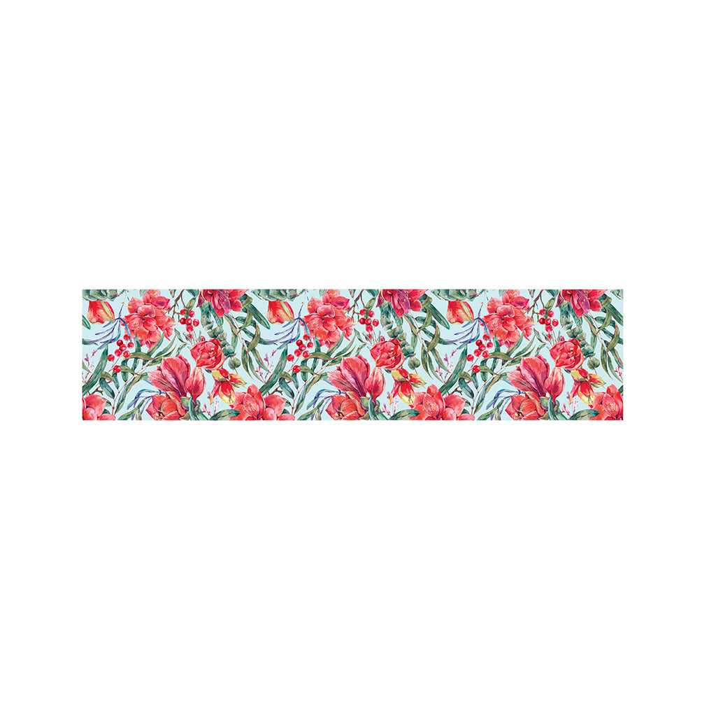Red Amaryllis Pattern Print Bed Runner