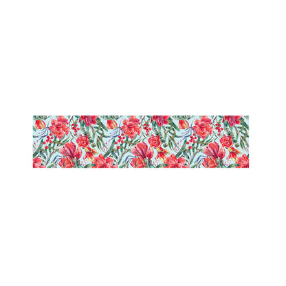 Red Amaryllis Pattern Print Bed Runner