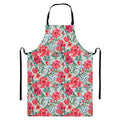 Red Amaryllis Pattern Print Bib Apron With Pocket