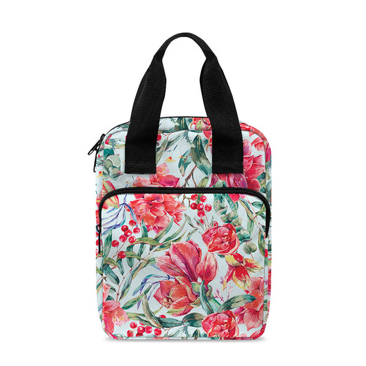 Red Amaryllis Pattern Print Bible Tote Bag