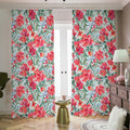 Red Amaryllis Pattern Print Dimout Pencil Pleat Curtains