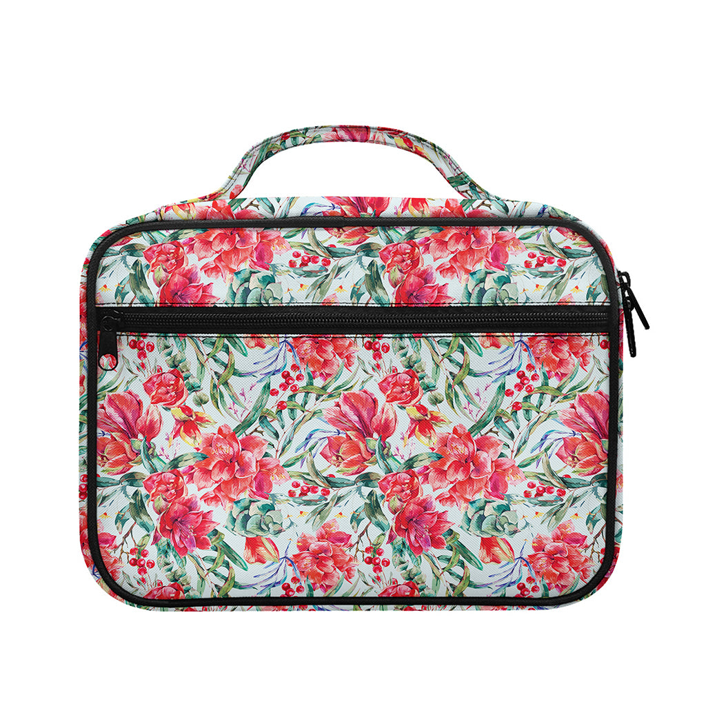 Red Amaryllis Pattern Print Briefcase Bible Bag