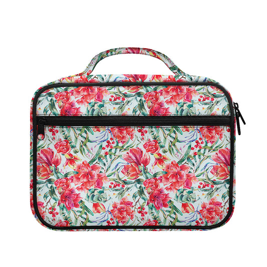 Red Amaryllis Pattern Print Briefcase Bible Bag