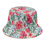 Red Amaryllis Pattern Print Bucket Hat