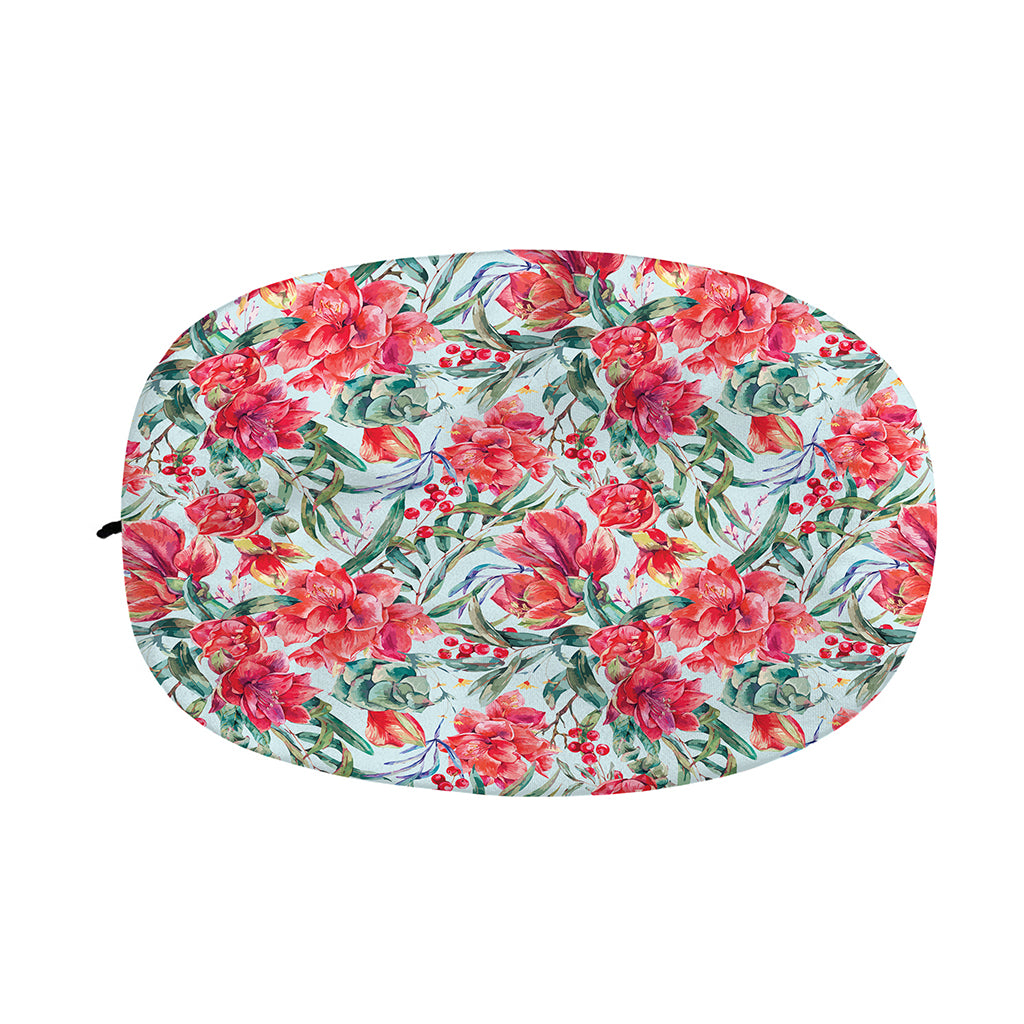 Red Amaryllis Pattern Print Car Side Mirror Covers