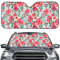 Red Amaryllis Pattern Print Car Windshield Sun Shade