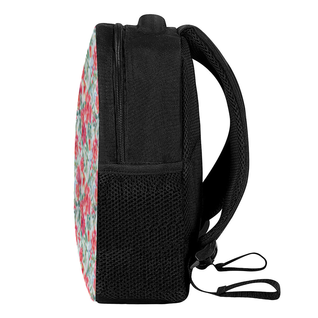 Red Amaryllis Pattern Print Casual Backpack