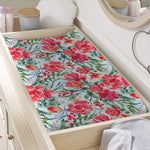 Red Amaryllis Pattern Print Changing Pad Cover