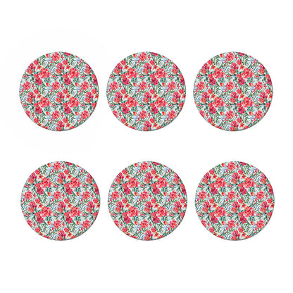 Red Amaryllis Pattern Print Coaster Set