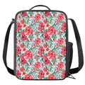 Red Amaryllis Pattern Print Crossbody Lunch Bag