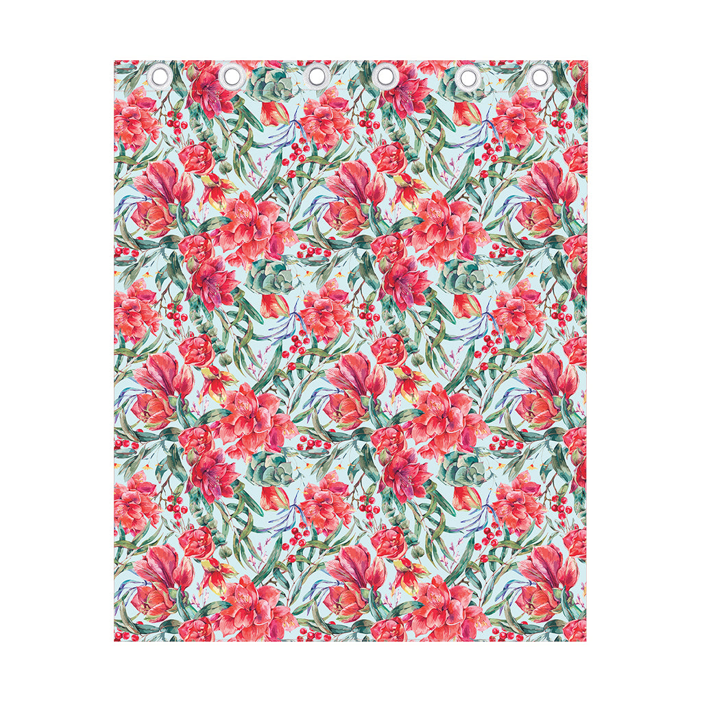Red Amaryllis Pattern Print Curtain