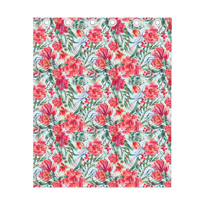 Red Amaryllis Pattern Print Curtain