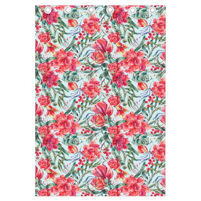 Red Amaryllis Pattern Print Curtain