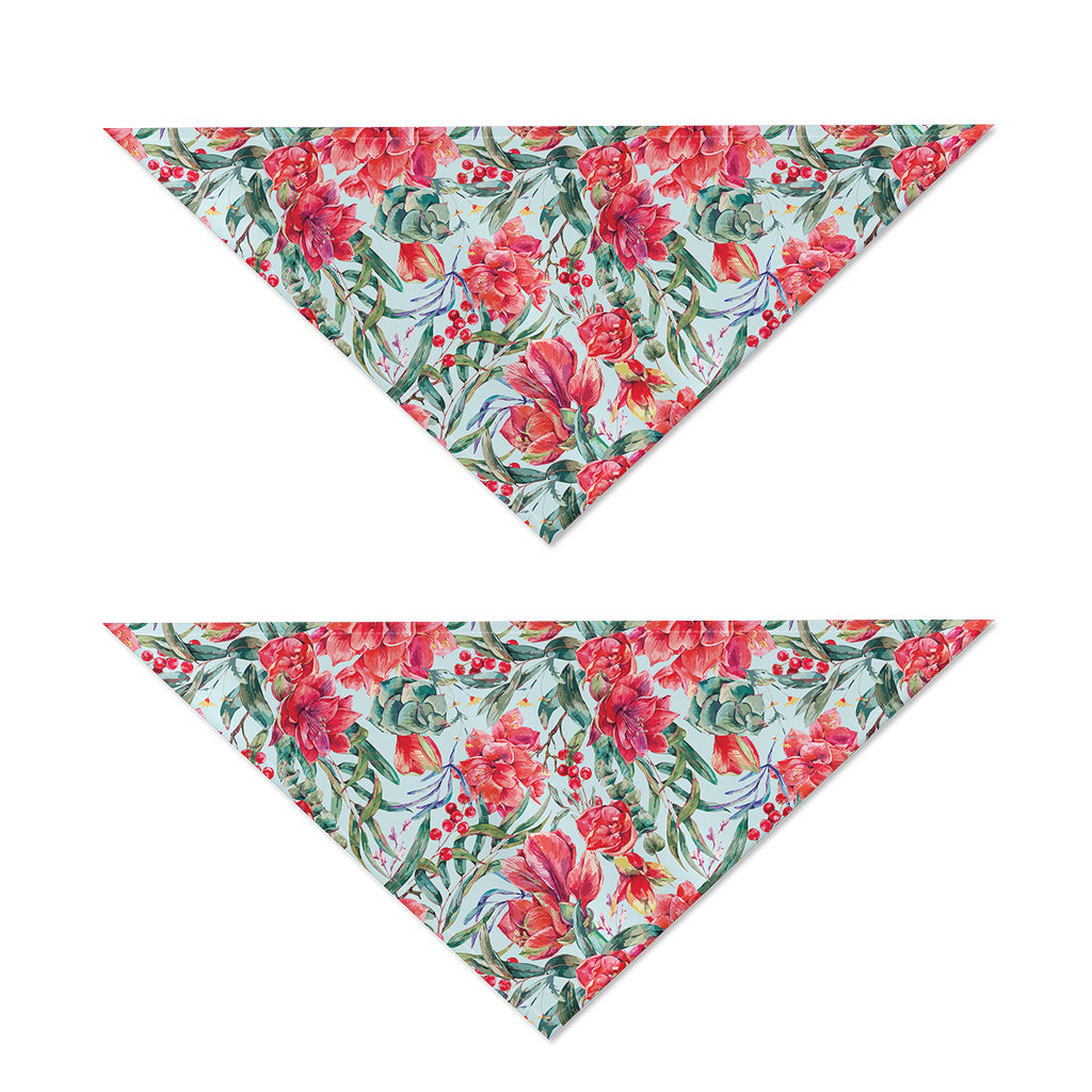 Red Amaryllis Pattern Print Dog Bandana