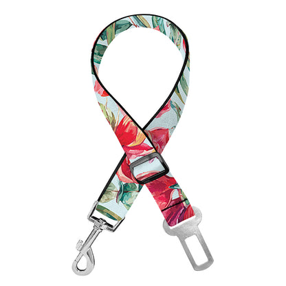 Red Amaryllis Pattern Print Dog Seat Belt