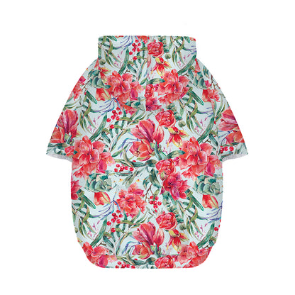 Red Amaryllis Pattern Print Dog Zip Up Hoodie