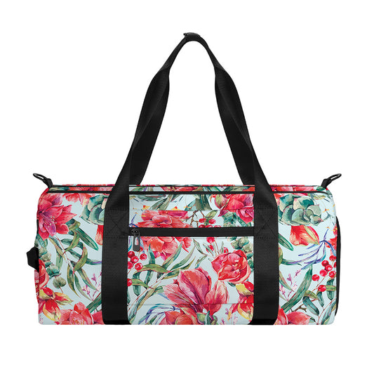 Red Amaryllis Pattern Print Gym Bag