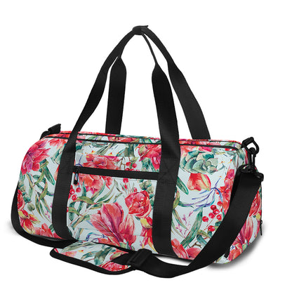 Red Amaryllis Pattern Print Gym Bag