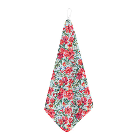 Red Amaryllis Pattern Print Hand Towel