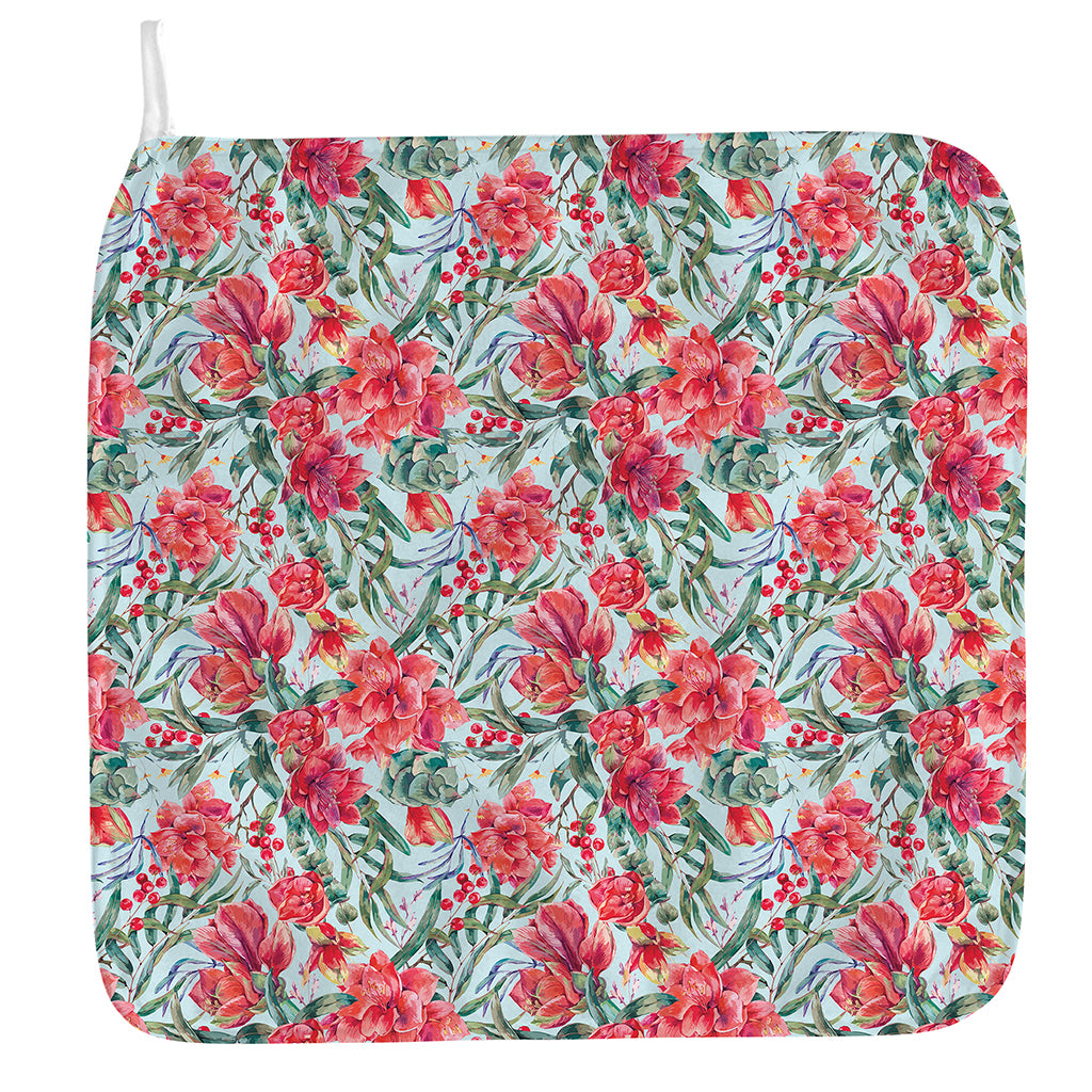 Red Amaryllis Pattern Print Hand Towel