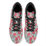 Red Amaryllis Pattern Print High Top Leather Sneakers