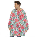 Red Amaryllis Pattern Print Hoodie Blanket