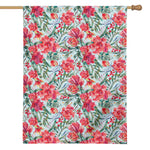 Red Amaryllis Pattern Print House Flag