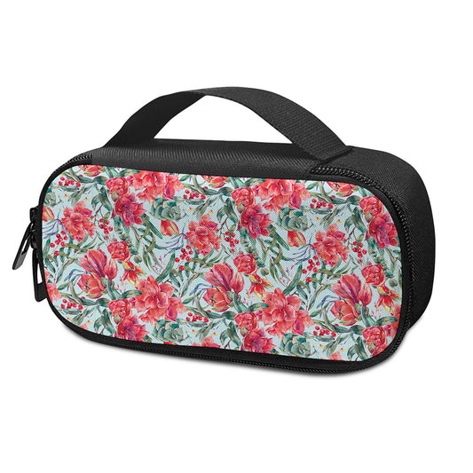 Red Amaryllis Pattern Print Insulin Cooler Travel Case